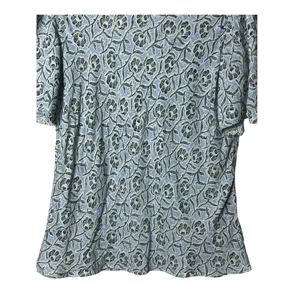 1437. REBECCA TAYLOR SHORT SLEEVE BLOUSE SIZE 2 LIGHT BLUE/BLACK/WHITE IN COLOR - Picture 4 of 9